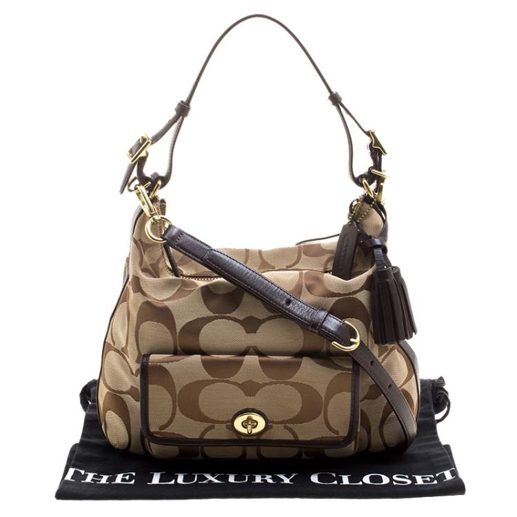 Pre Owned Coach Biege Fabric Courtenay Crossbody Bag