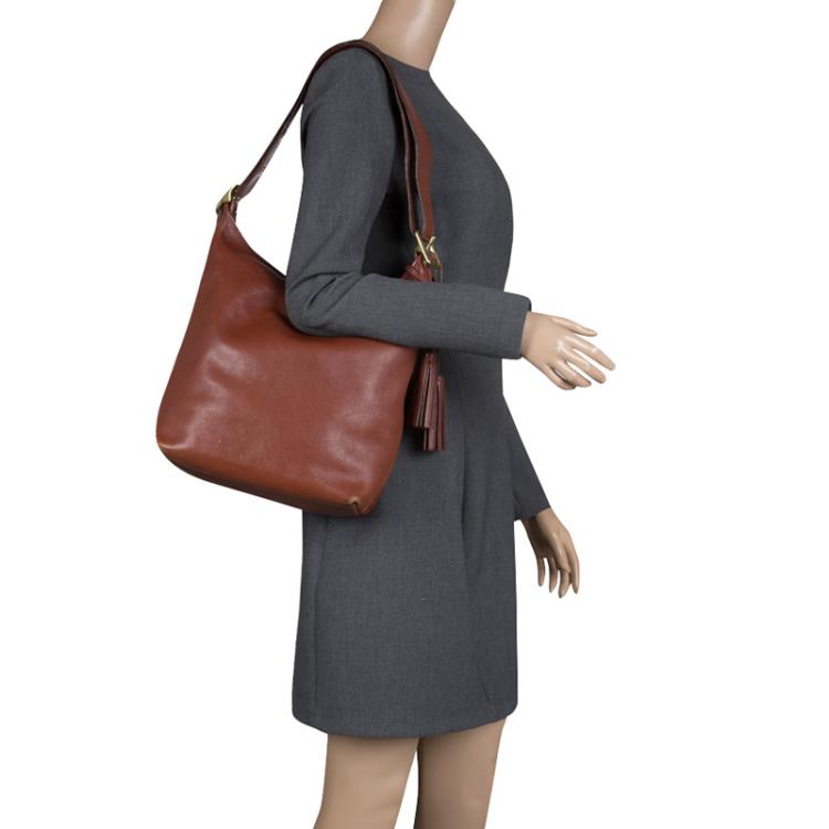 Pre Owned Coach Brown Leather Bucket Bag