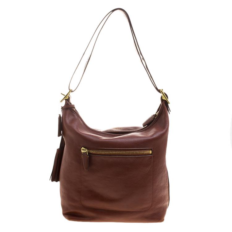 Pre Owned Coach Brown Leather Bucket Bag