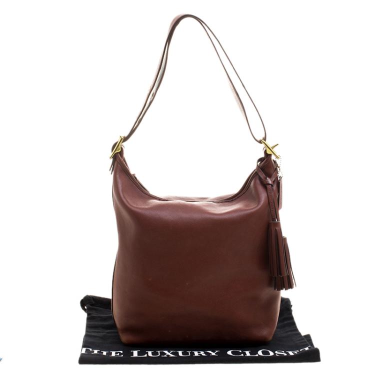 Pre Owned Coach Brown Leather Bucket Bag