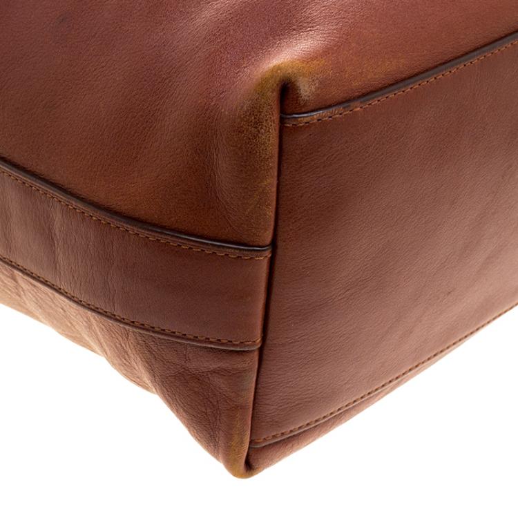 Pre Owned Coach Brown Leather Bucket Bag