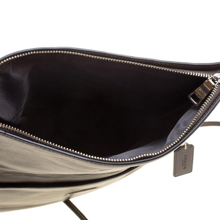 Pre Owned Coach Brown Leather Foldover Crossbody Bag
