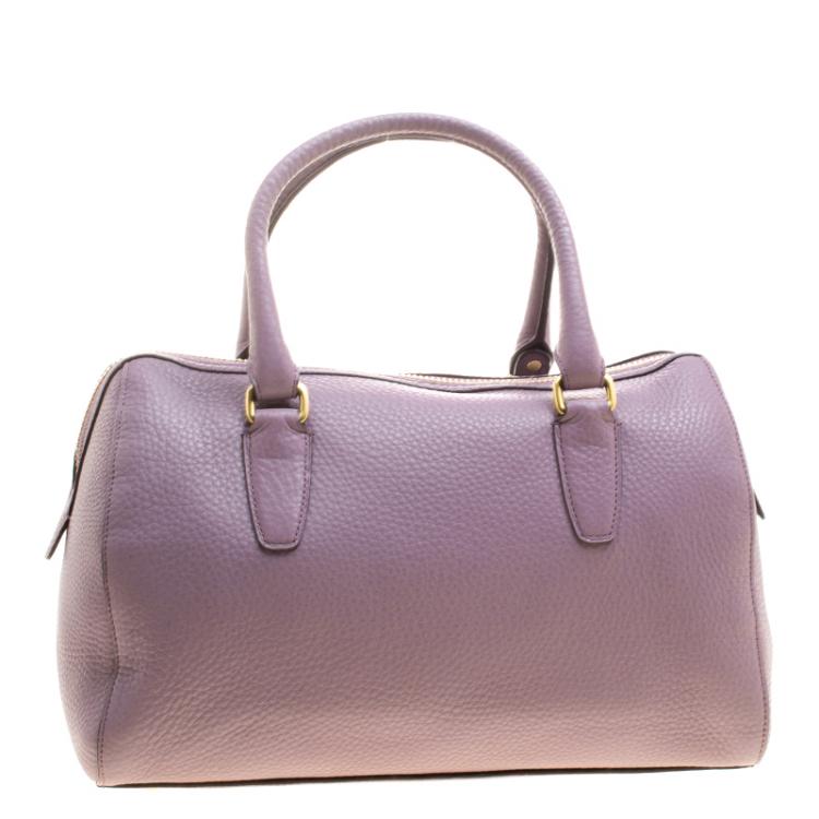 Pre Owned Coach Lilac Leather Boston Bag