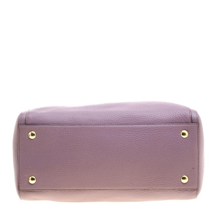 Pre Owned Coach Lilac Leather Boston Bag