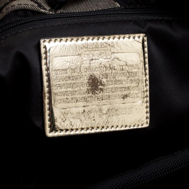 Pre Owned Coach Black/Grey Signature Canvas Poppy North South Tote