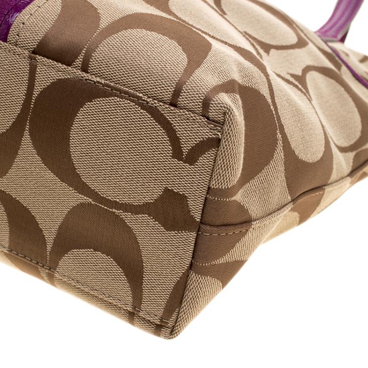 Pre Owned Coach Beige/Pink Canvas Tote