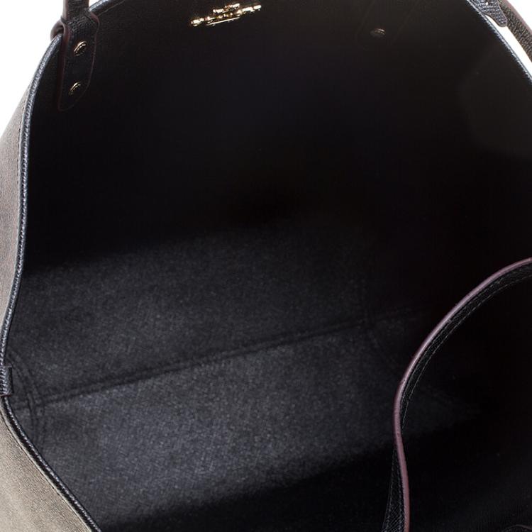 Pre Owned Coach  Brown/Black Coated Canvas Reversible City Tote