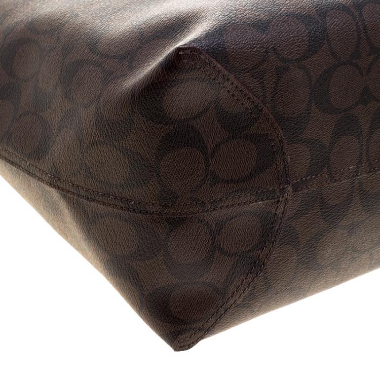 Pre Owned Coach  Brown/Black Coated Canvas Reversible City Tote