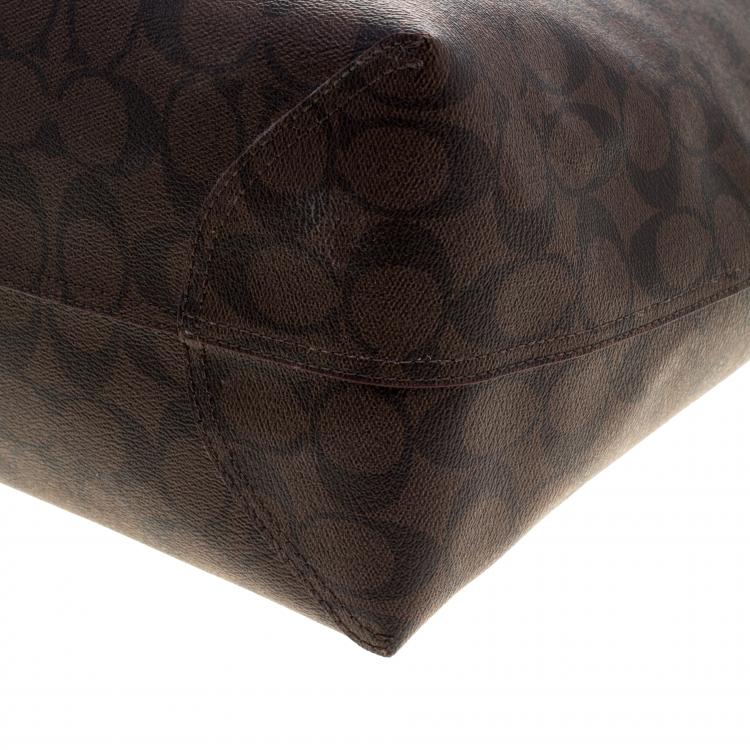 Pre Owned Coach  Brown/Black Coated Canvas Reversible City Tote