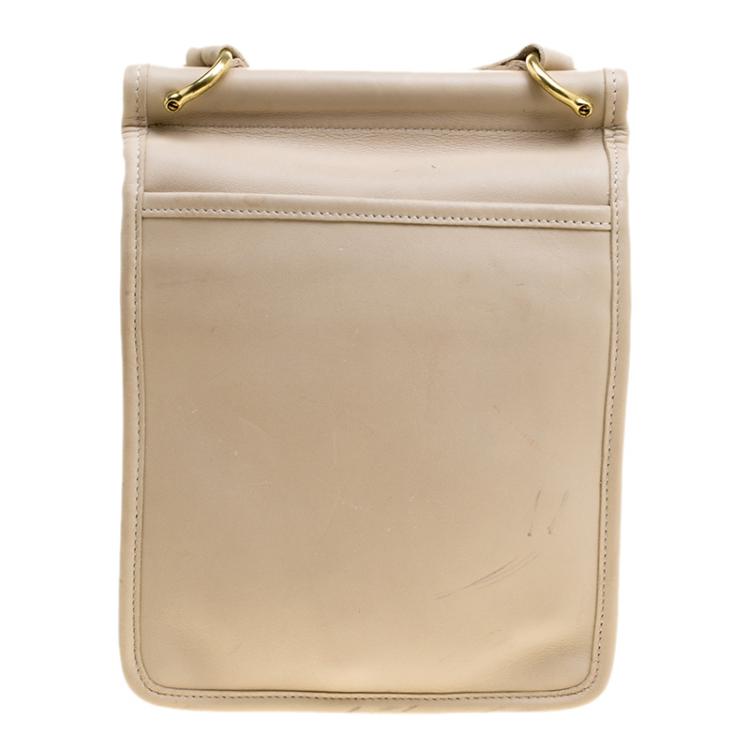 Pre Owned Coach Beige Leather Murphy Crossbody Bag