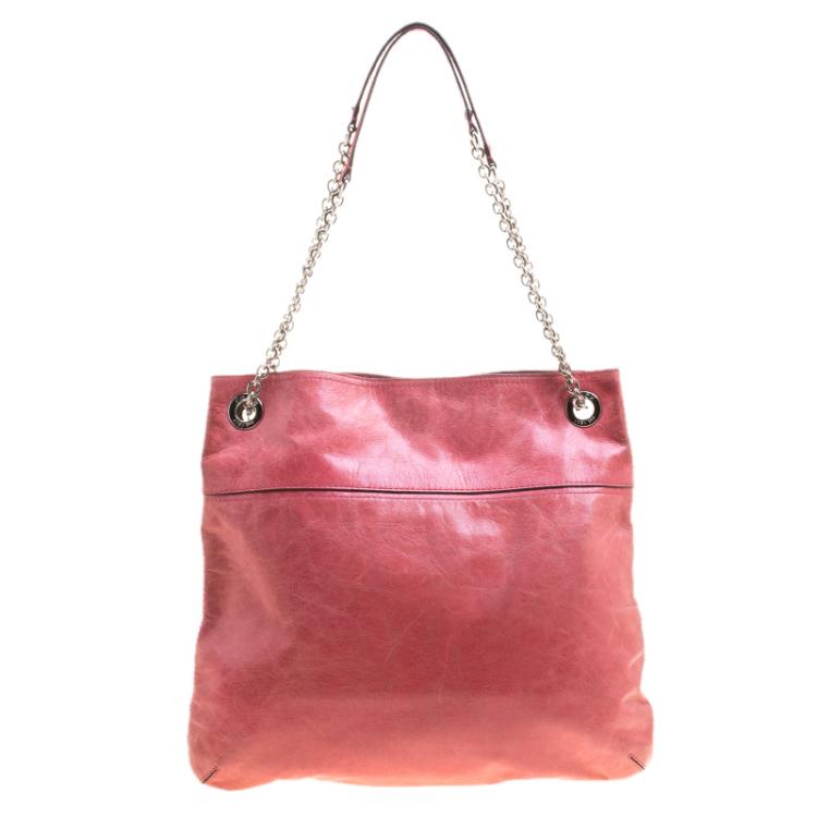 Pre Owned Coach Pink Leather Slim Camellia Shoulder Bag
