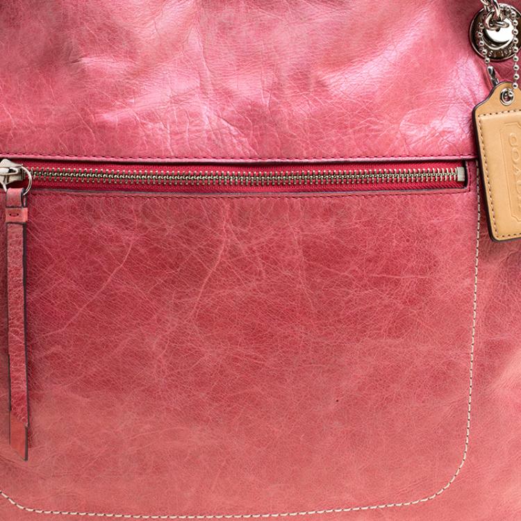 Pre Owned Coach Pink Leather Slim Camellia Shoulder Bag