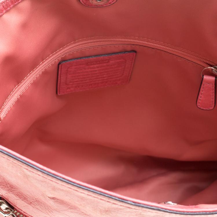 Pre Owned Coach Pink Leather Slim Camellia Shoulder Bag