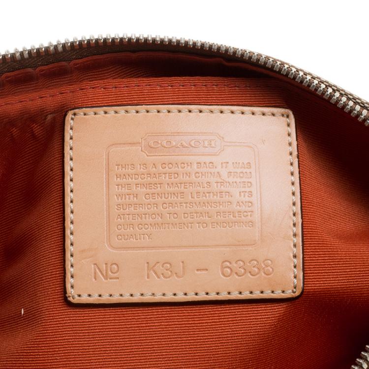 Pre Owned Coach Tan/Beige Signature Canvas Slim Demi Crossbody Bag