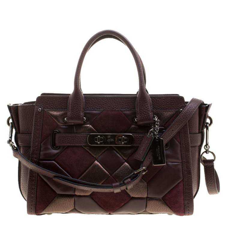 مملوكة مسبقًا Coach Maroon Quilted Leather Swagger Canyon Satchel