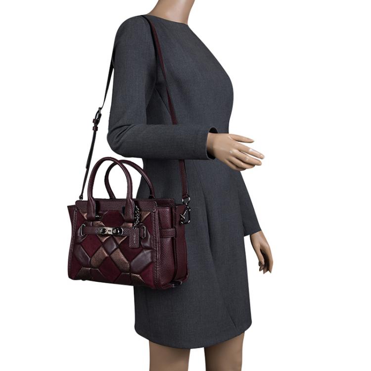 مملوكة مسبقًا Coach Maroon Quilted Leather Swagger Canyon Satchel