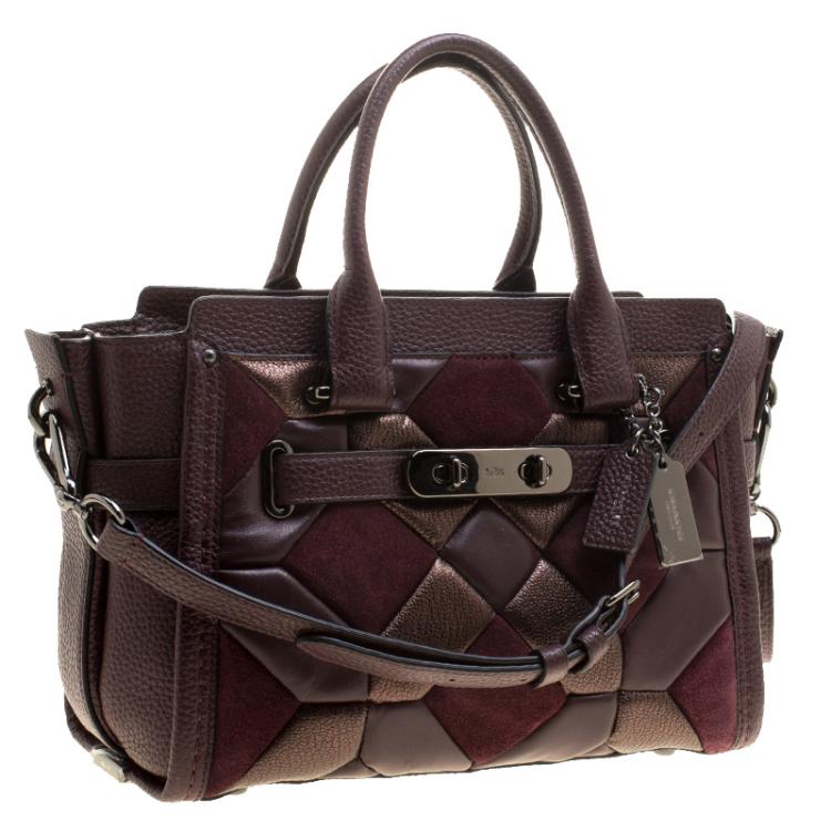 مملوكة مسبقًا Coach Maroon Quilted Leather Swagger Canyon Satchel