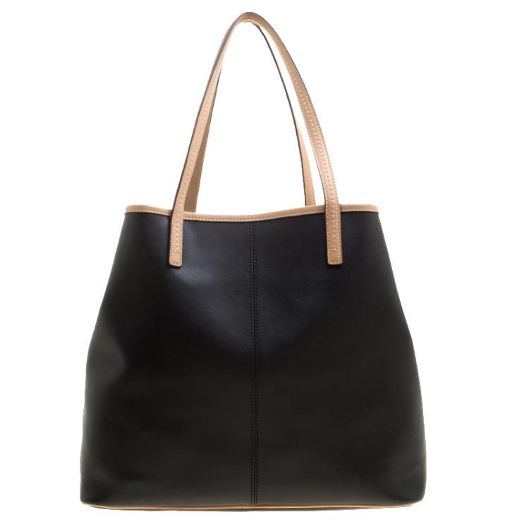 Pre Owned Coach Black Coated Canvas and Leather Metro Horse Carriage Shopper Tote