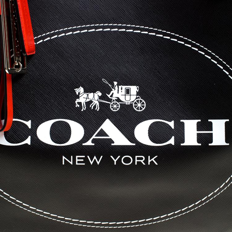 Pre Owned Coach Black Coated Canvas and Leather Metro Horse Carriage Shopper Tote