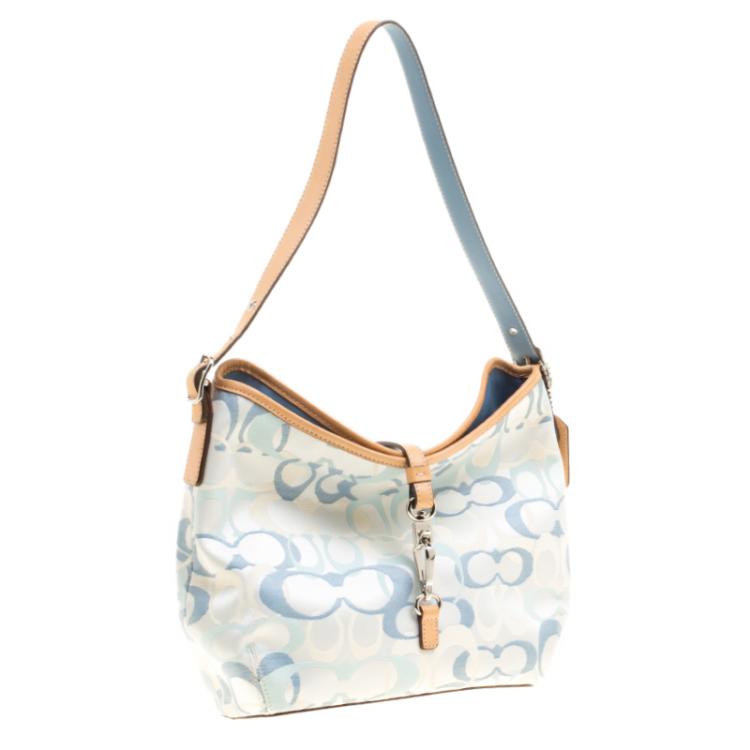 Pre Owned Coach Multicolor Signature Canvas Shoulder Bag