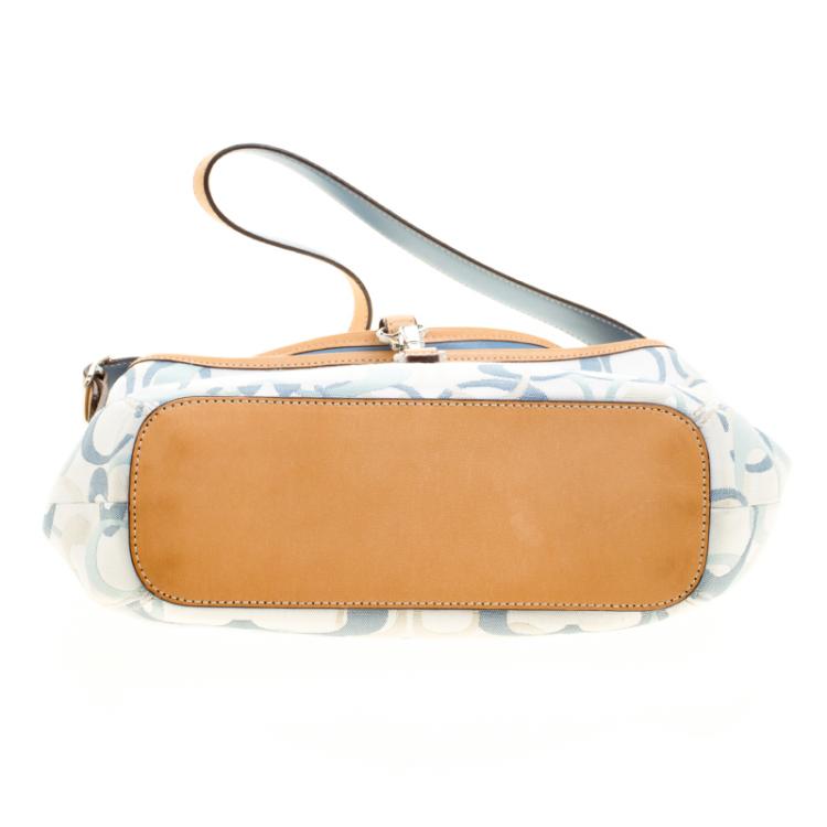 Pre Owned Coach Multicolor Signature Canvas Shoulder Bag