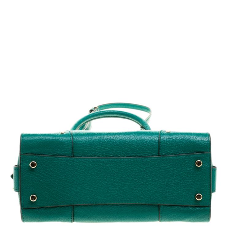 Pre Owned Coach Green Pebbled Leather Mercer 24 Satchel