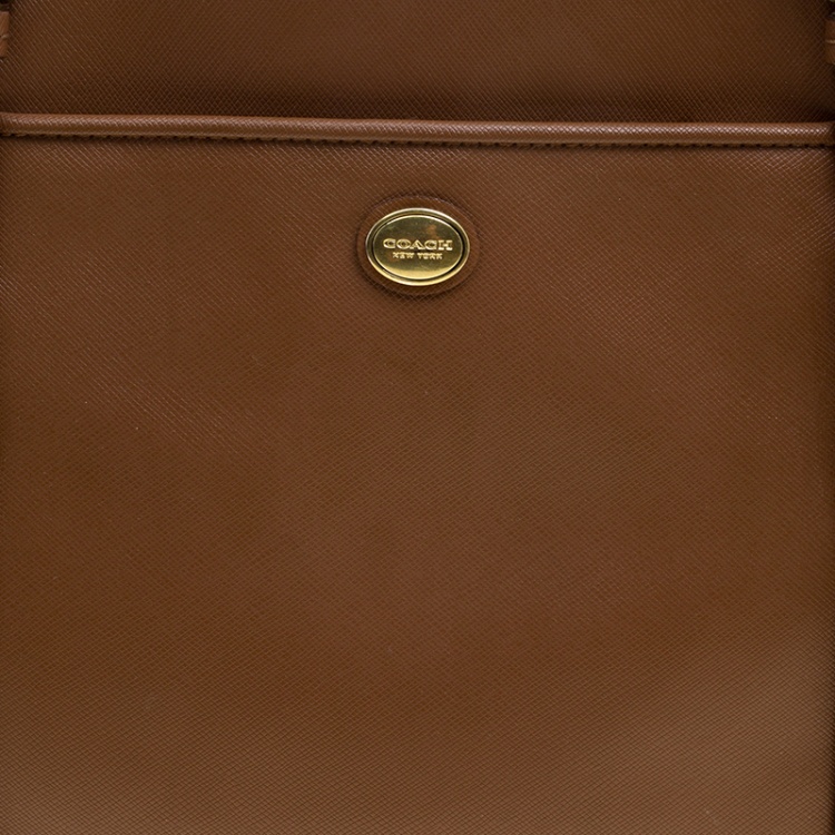 Pre Owned Coach Brown Saffiano Leather Satchel