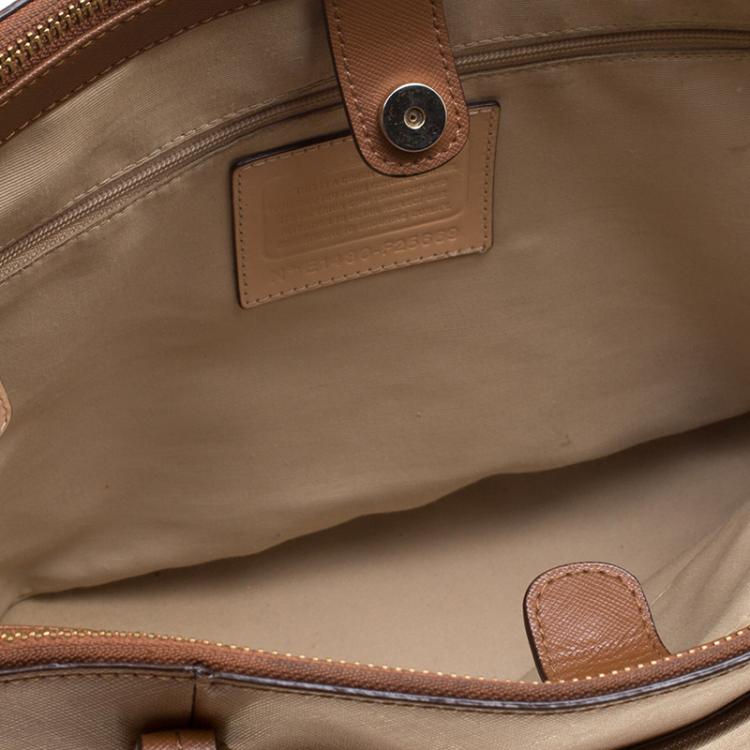 Pre Owned Coach Brown Saffiano Leather Satchel
