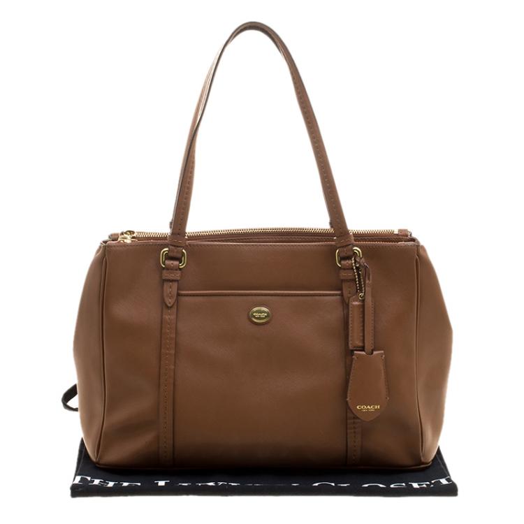 Pre Owned Coach Brown Saffiano Leather Satchel