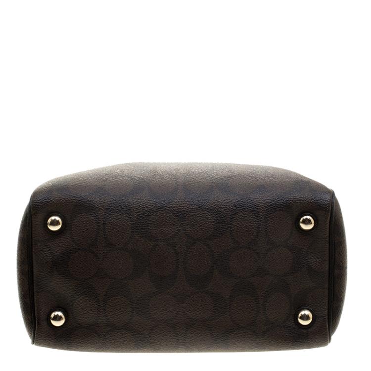 Pre Owned Coach Brown/Black Signature Canvas Mini Bennett Satchel