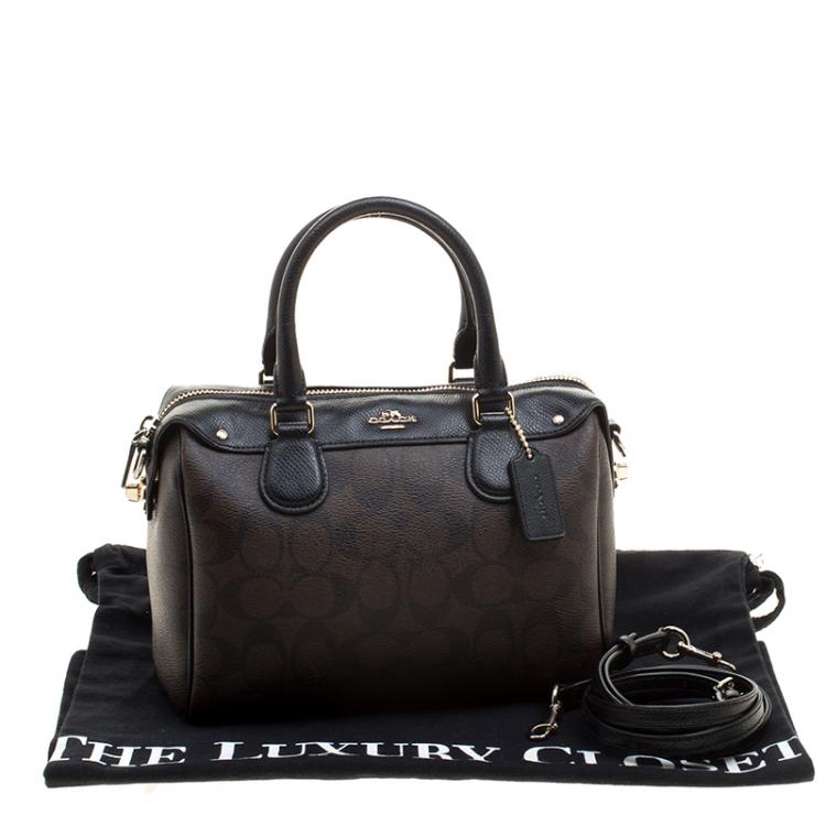 Pre Owned Coach Brown/Black Signature Canvas Mini Bennett Satchel