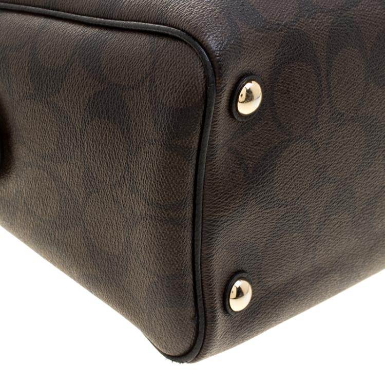 Pre Owned Coach Brown/Black Signature Canvas Mini Bennett Satchel