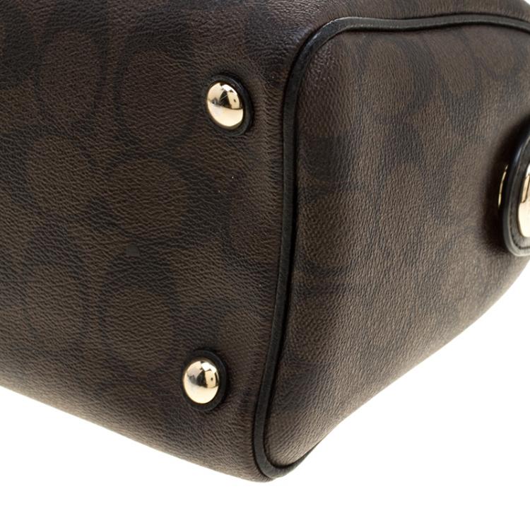 Pre Owned Coach Brown/Black Signature Canvas Mini Bennett Satchel