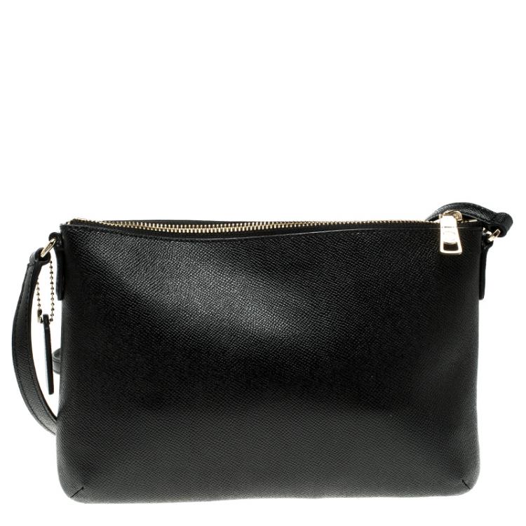 Pre Owned Coach Black Leather Journal Crossbody Bag