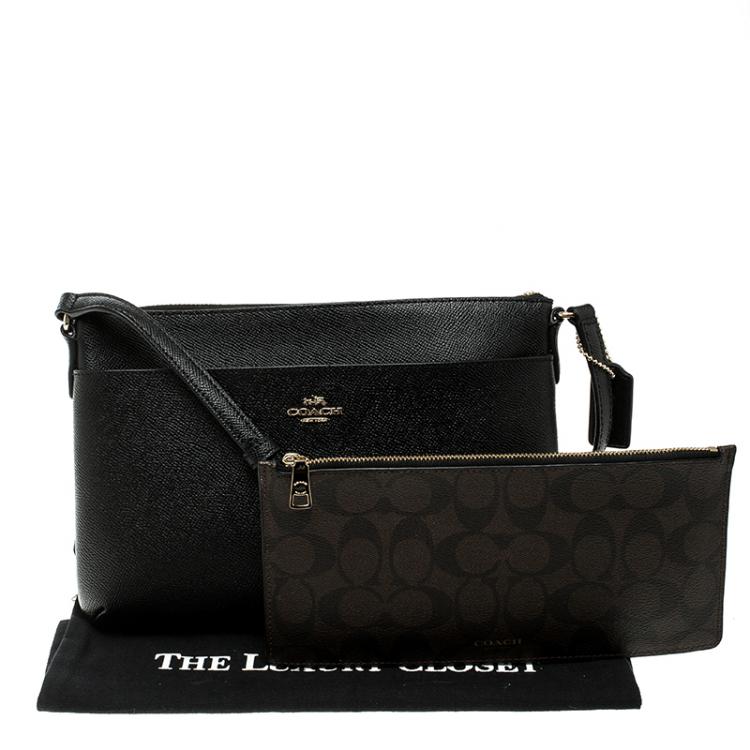 Pre Owned Coach Black Leather Journal Crossbody Bag