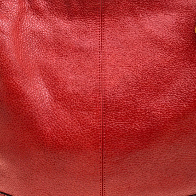Pre Owned Coach Vermilion Red Leather Park Signature North South Tote