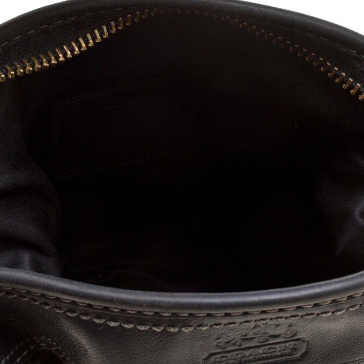 Pre Owned Coach Black Signature Canvas Bucket Hobo