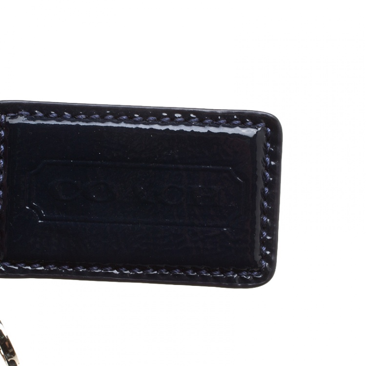 Pre Owned Coach Navy Blue Patent Leather Maggie Shoulder Bag