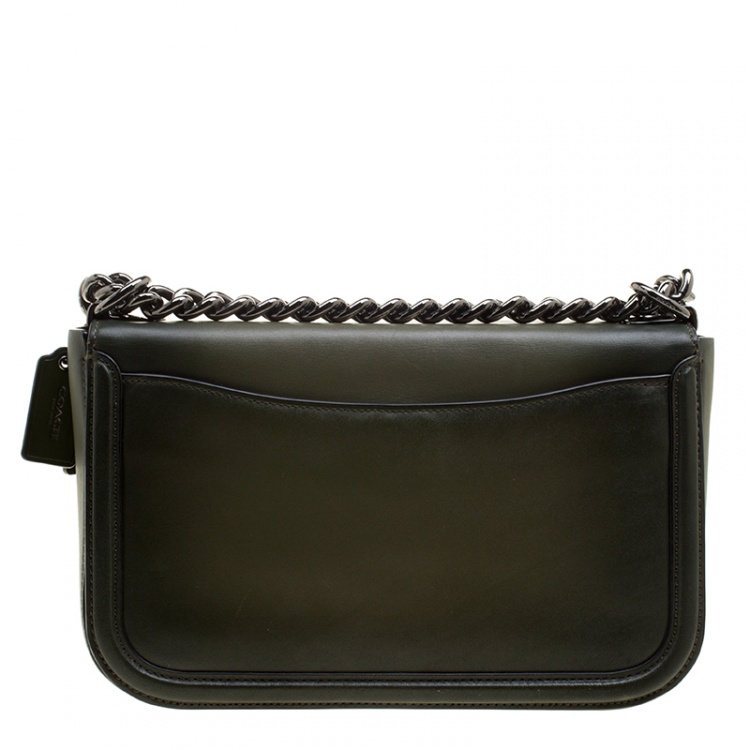 Pre Owned Coach Olive Green Leather Swagger Shoulder Bag