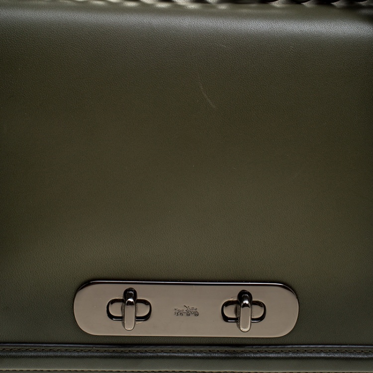 Pre Owned Coach Olive Green Leather Swagger Shoulder Bag