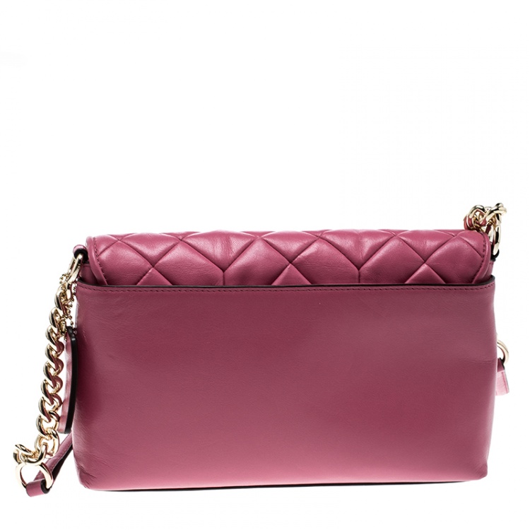 Pre Owned Coach Pink Quilted Leather Shoulder Bag