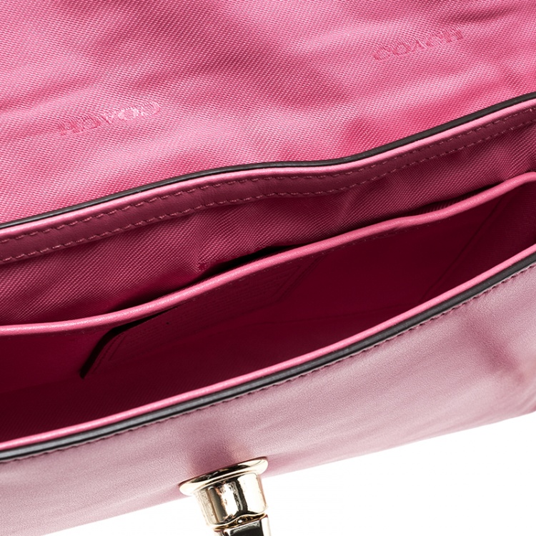 Pre Owned Coach Pink Quilted Leather Shoulder Bag