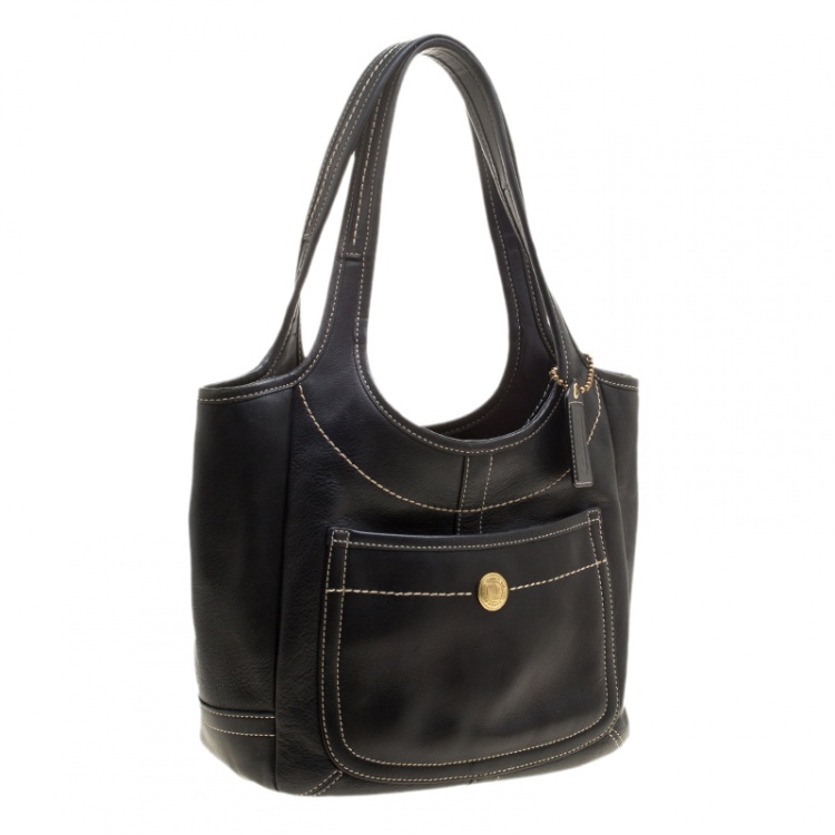 Pre Owned Coach Black Leather Hobo