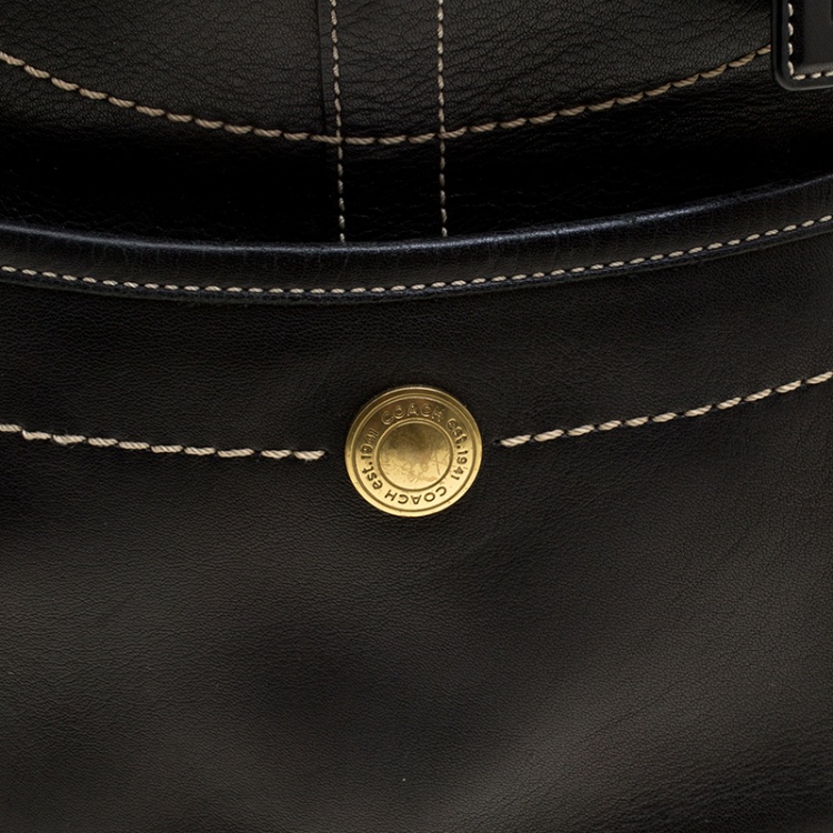 Pre Owned Coach Black Leather Hobo