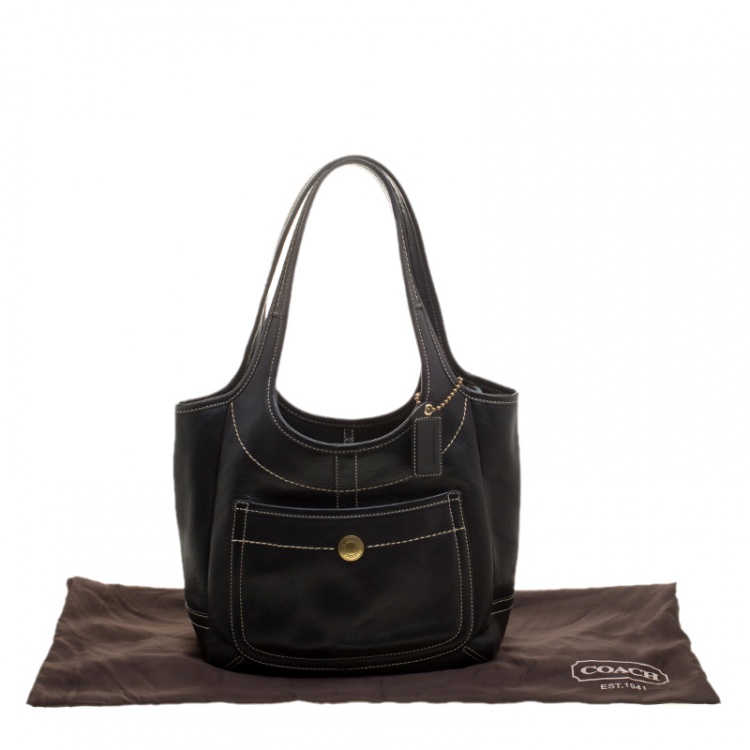 Pre Owned Coach Black Leather Hobo