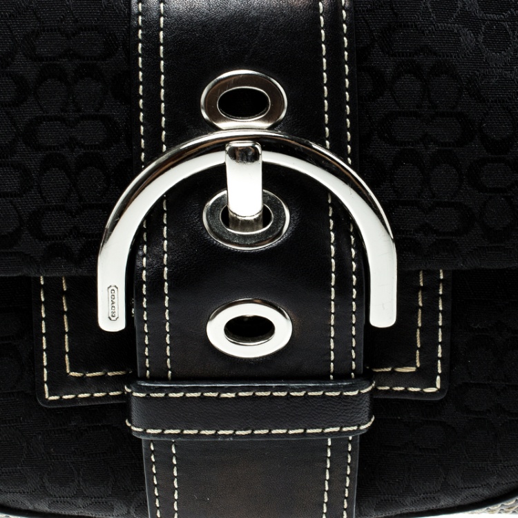 Pre Owned Coach Black Canvas Signature Shoulder Bag