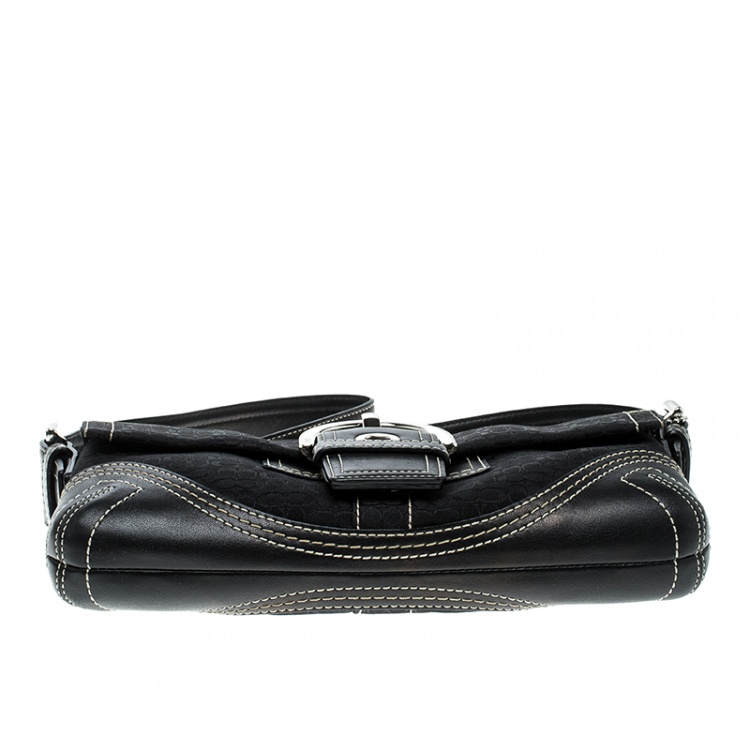 Pre Owned Coach Black Canvas Signature Shoulder Bag