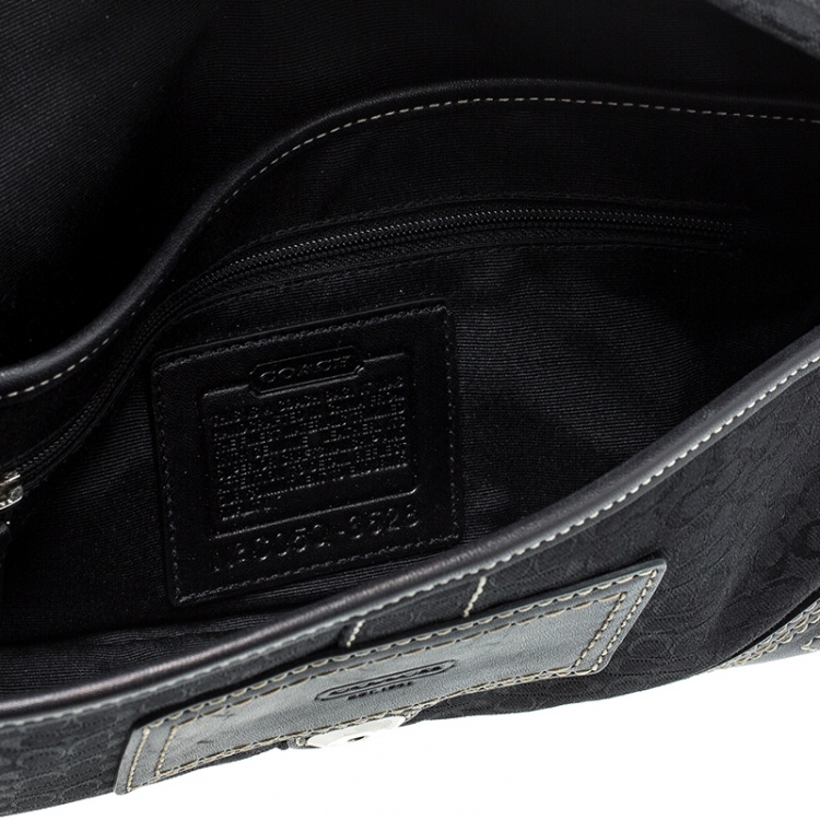 Pre Owned Coach Black Canvas Signature Shoulder Bag