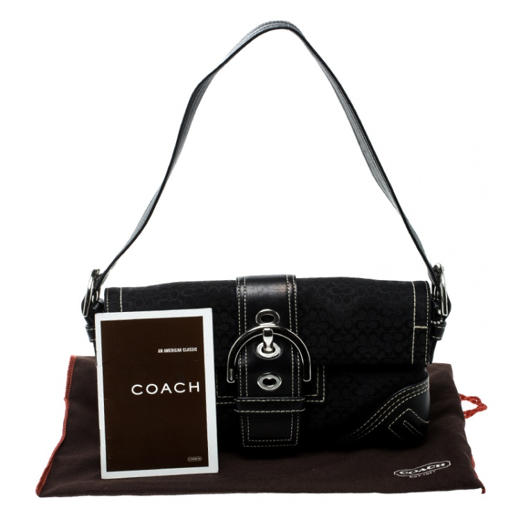 Pre Owned Coach Black Canvas Signature Shoulder Bag