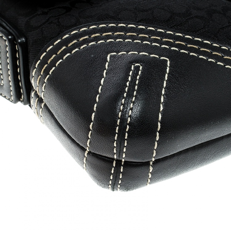Pre Owned Coach Black Canvas Signature Shoulder Bag